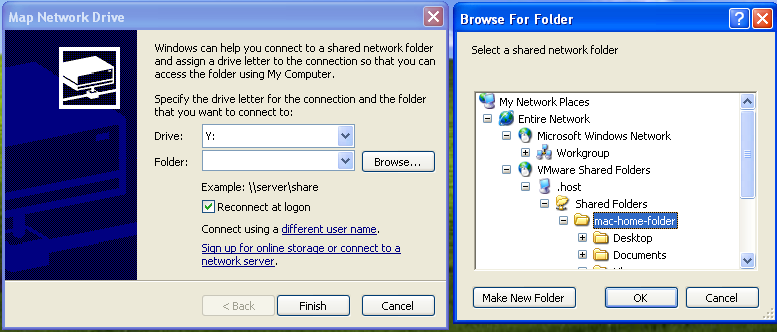 shared folder for windows and mac vm ware